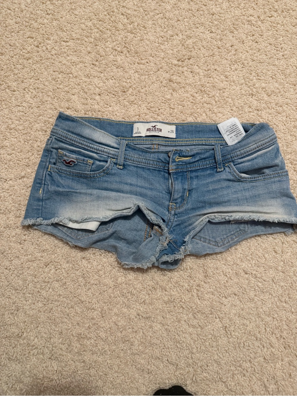Hollister Women's Faded Blue Denim Cutoff Shorts
